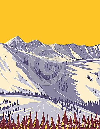 Snowbird Ski and Summer Resort at Hidden Peak near Salt Lake City Utah WPA Poster Art Vector Illustration