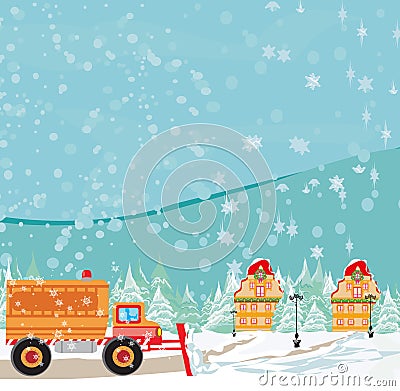 Snowblower on road Vector Illustration