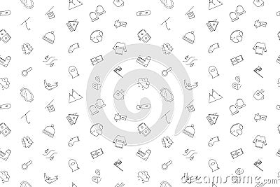 Snowboard background from line icon. Linear vector pattern. Vector Illustration