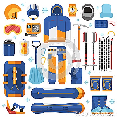 Snowboard Equipment Set Vector Illustration