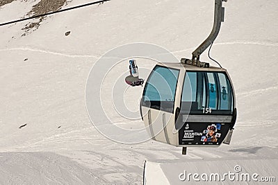 04.02.2022: Snowboard freestyle big air contest in Madonna di campiglio Snowboard tricks on kicker. Val Rendena dolomites Italy Editorial Stock Photo