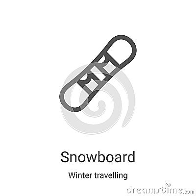 snowboard icon vector from winter travelling collection. Thin line snowboard outline icon vector illustration. Linear symbol for Vector Illustration