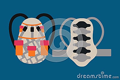 Snowboard sport clothes and tools elements Vector Illustration