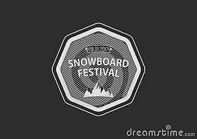 Snowboard vintage circular logo, flat Vector Illustration