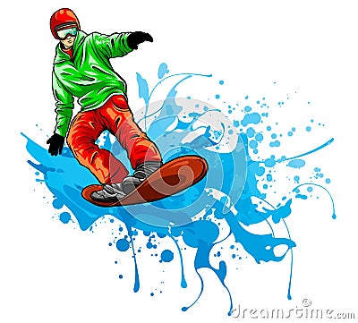 Snowboarder in action, vector illustration design art Vector Illustration