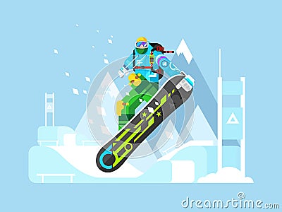 Snowboarder cartoon character Vector Illustration