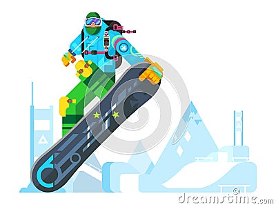 Snowboarder cartoon character Vector Illustration