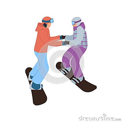 Snowboarder with coach in training to learn to ride Stock Photo