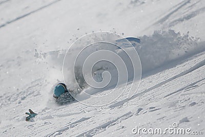 Snowboarder falling Stock Photo