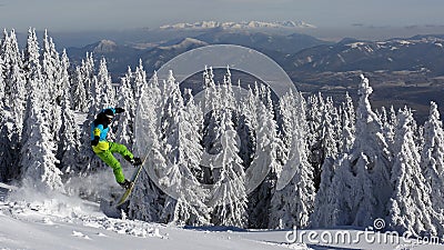 Snowboarding freeride jump Editorial Stock Photo