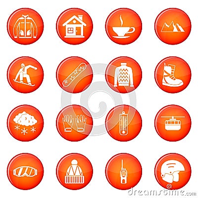 Snowboarding icons set Stock Photo