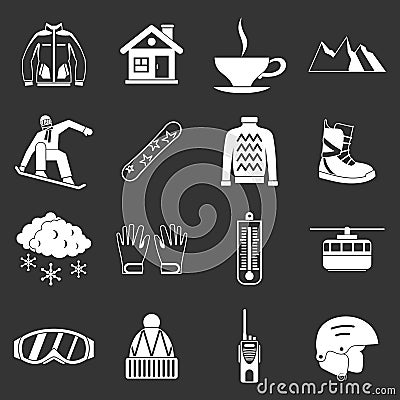 Snowboarding icons set grey vector Vector Illustration