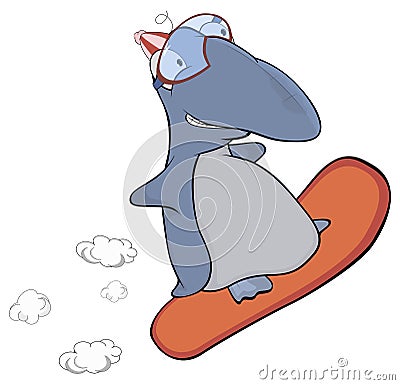 Snowboarding penguin cartoon Vector Illustration