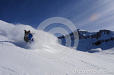 Snowboarding powder in Valle Nevado Editorial Stock Photo