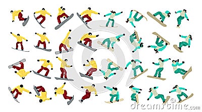 Snowboarding set on white. Vector Illustration