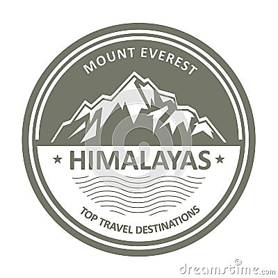 Snowbound mountain Himalayas - Everest stamp Vector Illustration