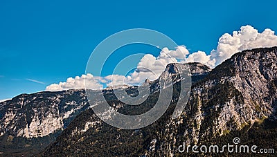 Snowbound top from Alps mountains over Pasterze Stock Photo