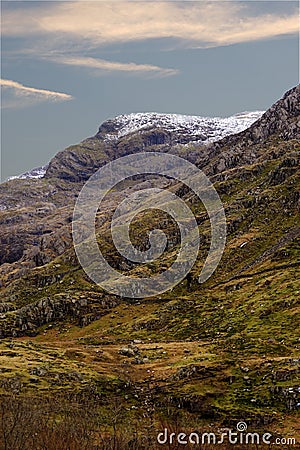 Snowcapped Mountain in Wales Stock Photo