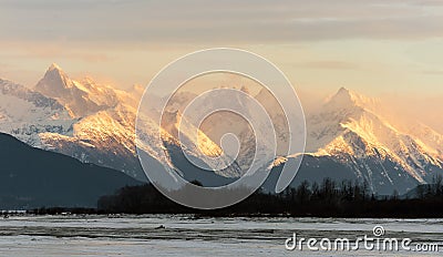 Snowcovered Mountains in Alaska. Stock Photo