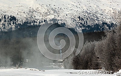 Snowcovered Mountains in Alaska. Stock Photo