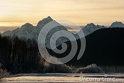 Snowcovered Mountains in Alaska. Stock Photo