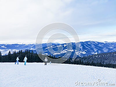 Snowcovered ski slope. Winter sport Editorial Stock Photo