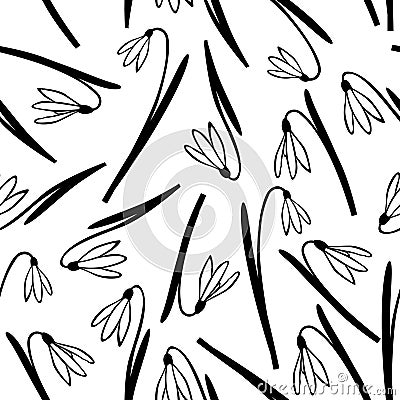 Snowdrop spring flower pattern seamless Vector Illustration