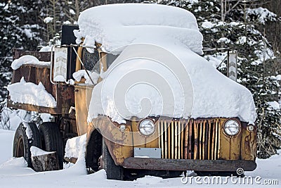 Snowed in Dump Truck Stock Photo