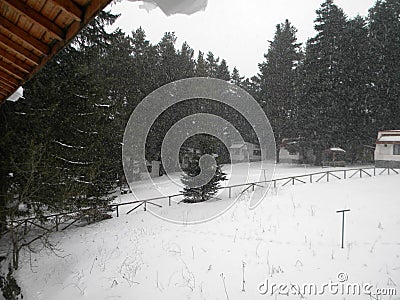 Snowfall in the Rila mountain Stock Photo