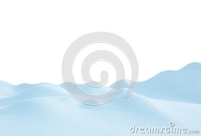 Snowfall season.Snowy Christmas Background. A large beautiful pile of snowdrift isolated on white. A big fresh snow drift.Frosty Stock Photo