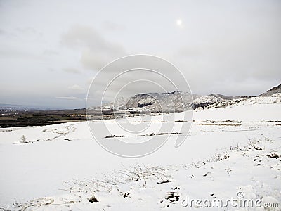 Snowfield nature field Stock Photo