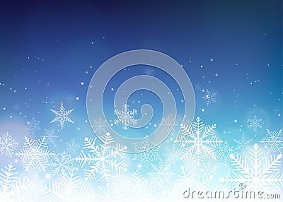 Snowflake background. Blue winter christmas backdrop Vector Illustration