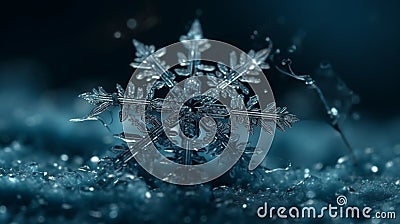 Snowflake close up background for graphic design or PowerPoint presentations ai generated Stock Photo