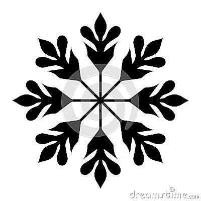 Snowflake black vector icon on white background Vector Illustration