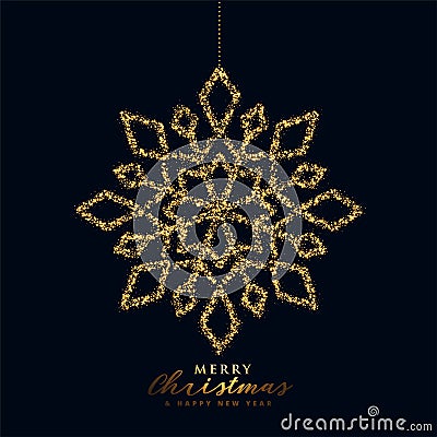 Snowflake christmas design in black and gold color Vector Illustration