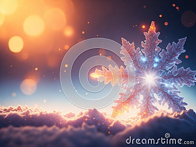 snowflake close bright image colorful bokeh. ai generative Stock Photo