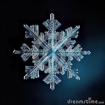 snowflake close-up offers an intimate view of nature's exquisite artistry. The delicate ice crystal Stock Photo