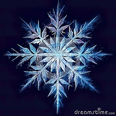 snowflake close-up offers an intimate view of nature's exquisite artistry. The delicate ice crystal Stock Photo