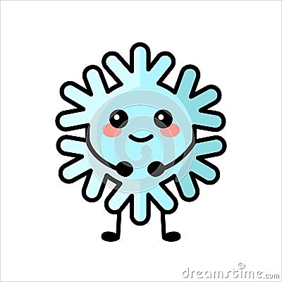 Snowflake color element. Cartoon happy character. Vector Illustration