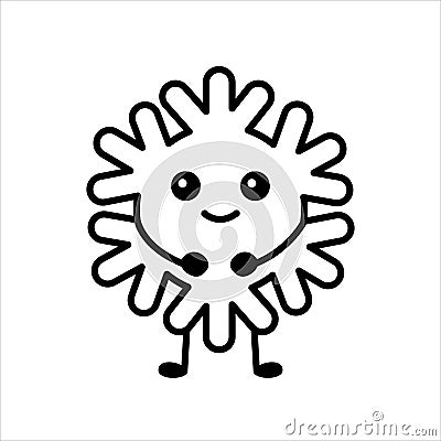 Snowflake color element. Cartoon happy character. Vector Illustration