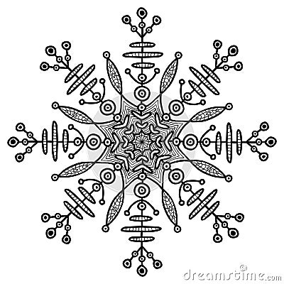 Snowflake creative illusration. Ethnic temporary tattoo. Creative print. Vector Illustration