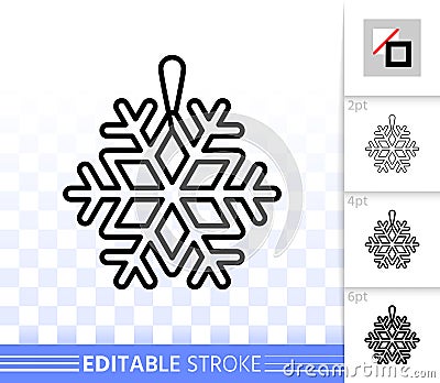 Snowflake decor simple black line vector icon Vector Illustration