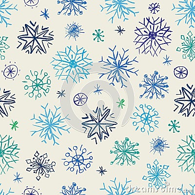 Snowflake doodles pattern Vector Illustration