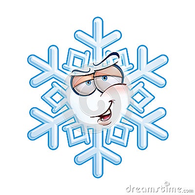 SnowFlake Emoticon - Hey You Cartoon Illustration