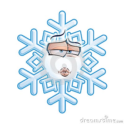 SnowFlake Emoticon - Smooch Cartoon Illustration