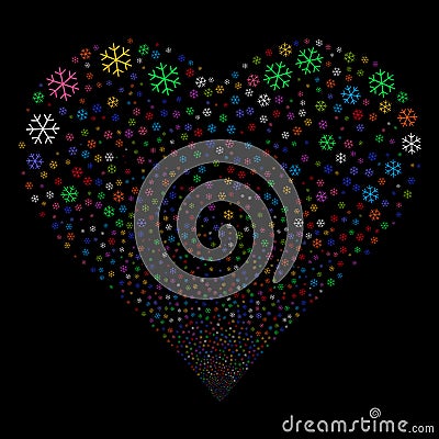 Snowflake Fireworks Heart Vector Illustration