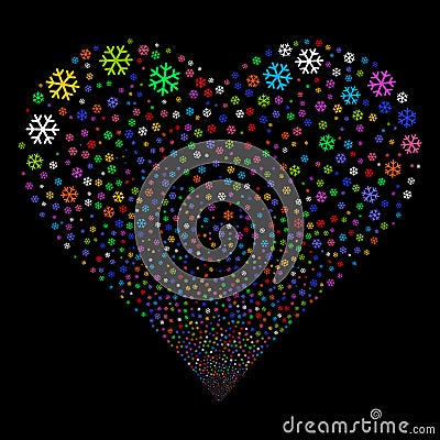 Snowflake Fireworks Heart Vector Illustration