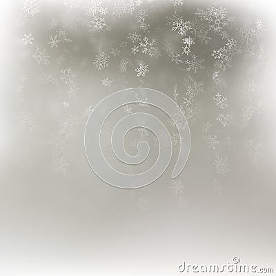 Snowflake flying, card or banner with snow elements, flakes confetti scatter. Cold weather winter symbols. EPS 10 Vector Illustration