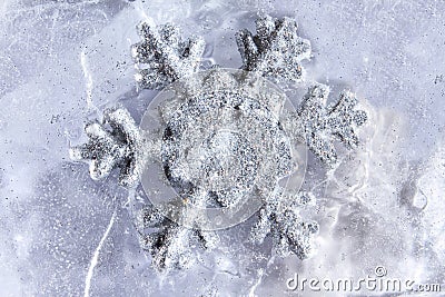 Snowflake frozen in ice winter season Stock Photo