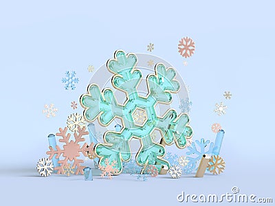 Snowflake green blue abstract clear material 3d rendering Stock Photo